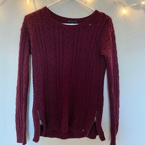 Cable Knit Burgundy Sweater